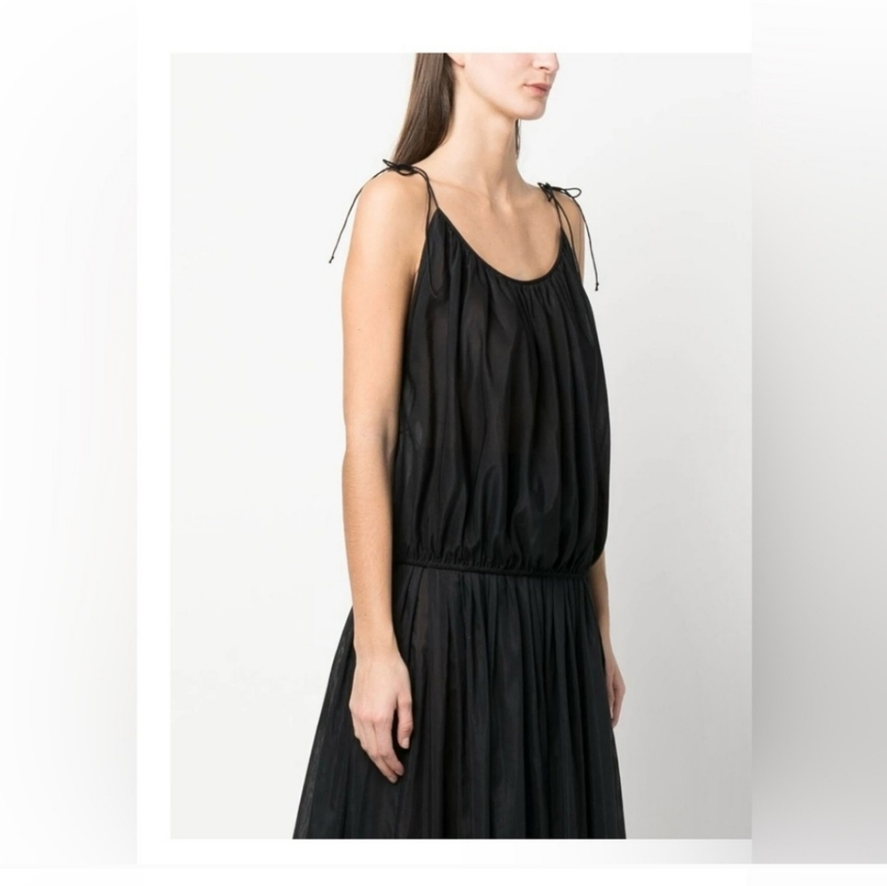 NWT Tory Burch Black Cotton Silk Bubble Hem Tank w/ Adjustable Straps - Picture 3 of 8